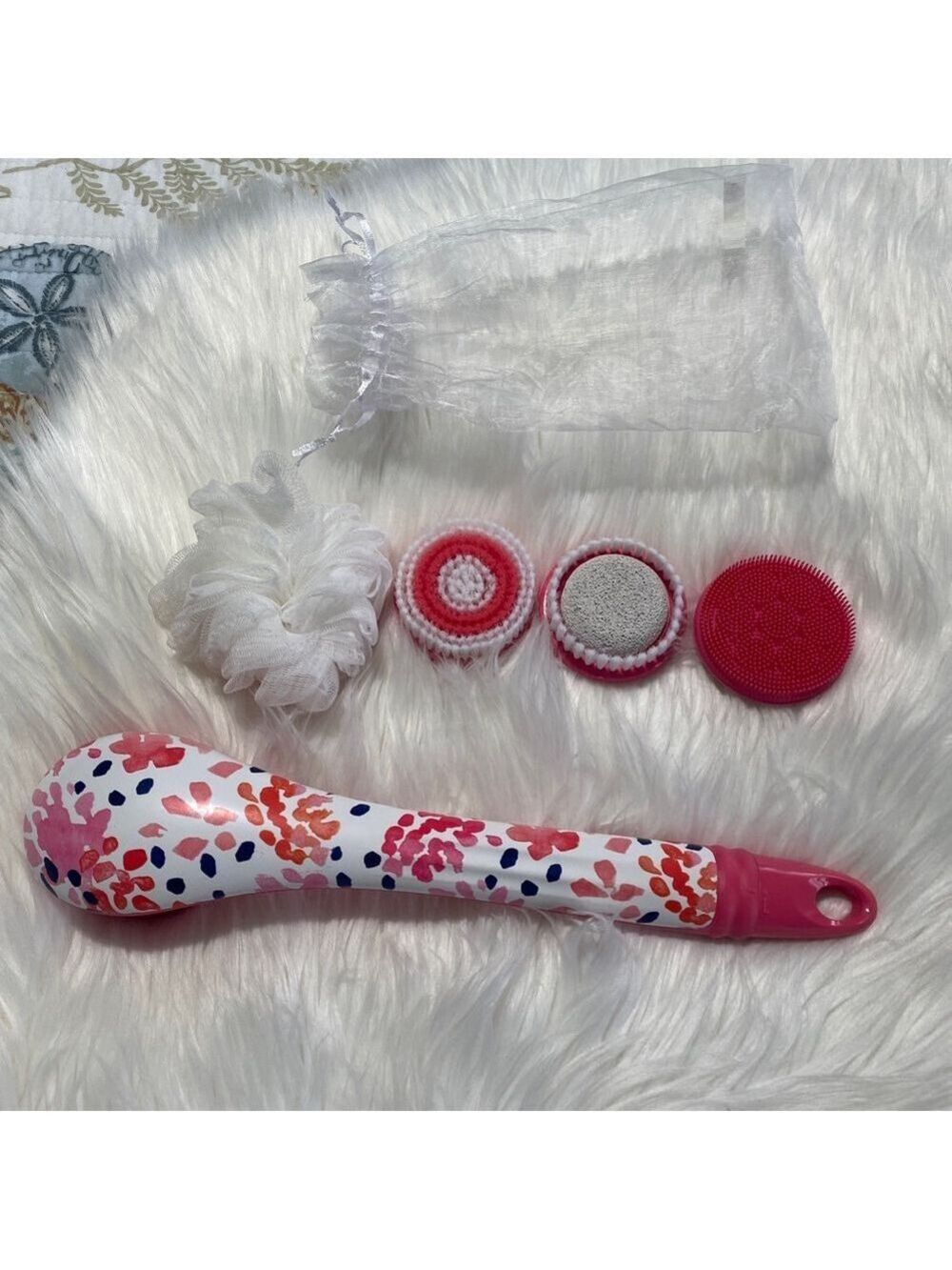 Women's Blushly Pink & White Bath & Body Tool Set, One Size
